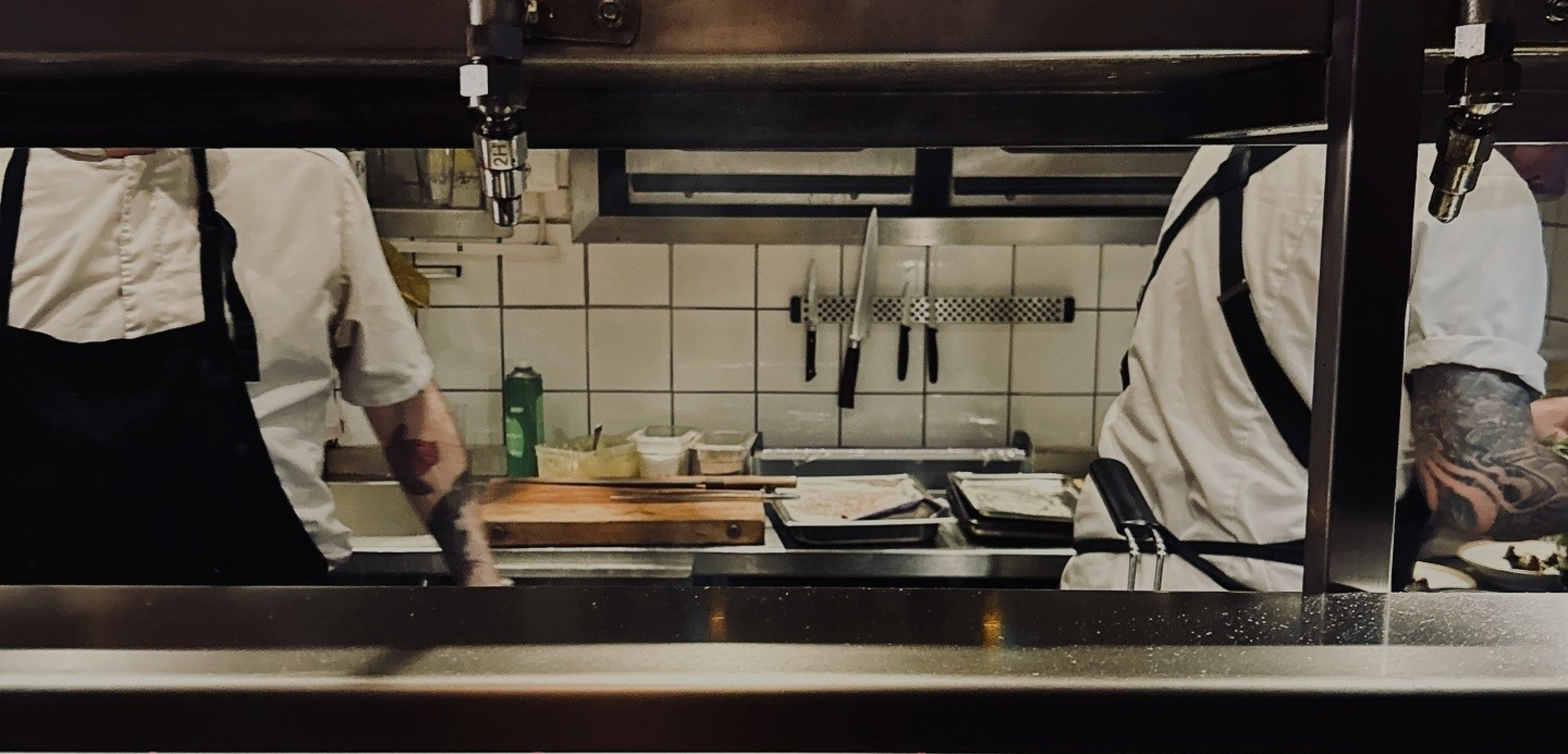 Chefs cooking in a professional kitchen